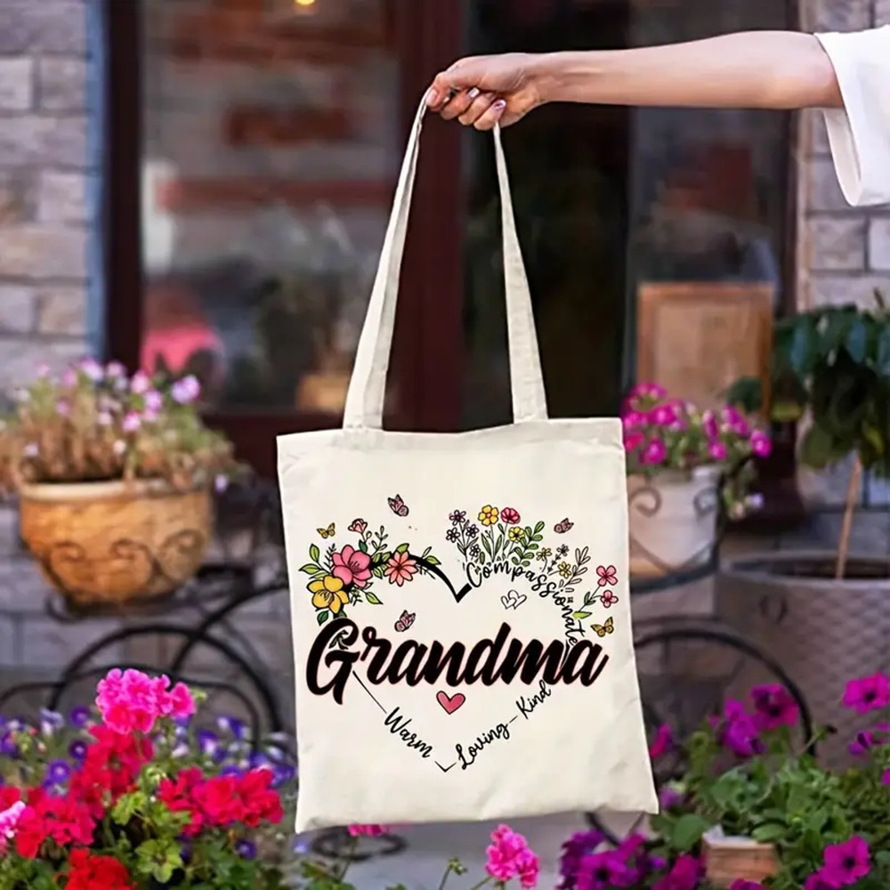 Fashion Graphic Print Blessed Grandma Design A Trendy Canvas Tote Bag